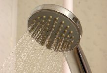 hot water flowing from a shower
